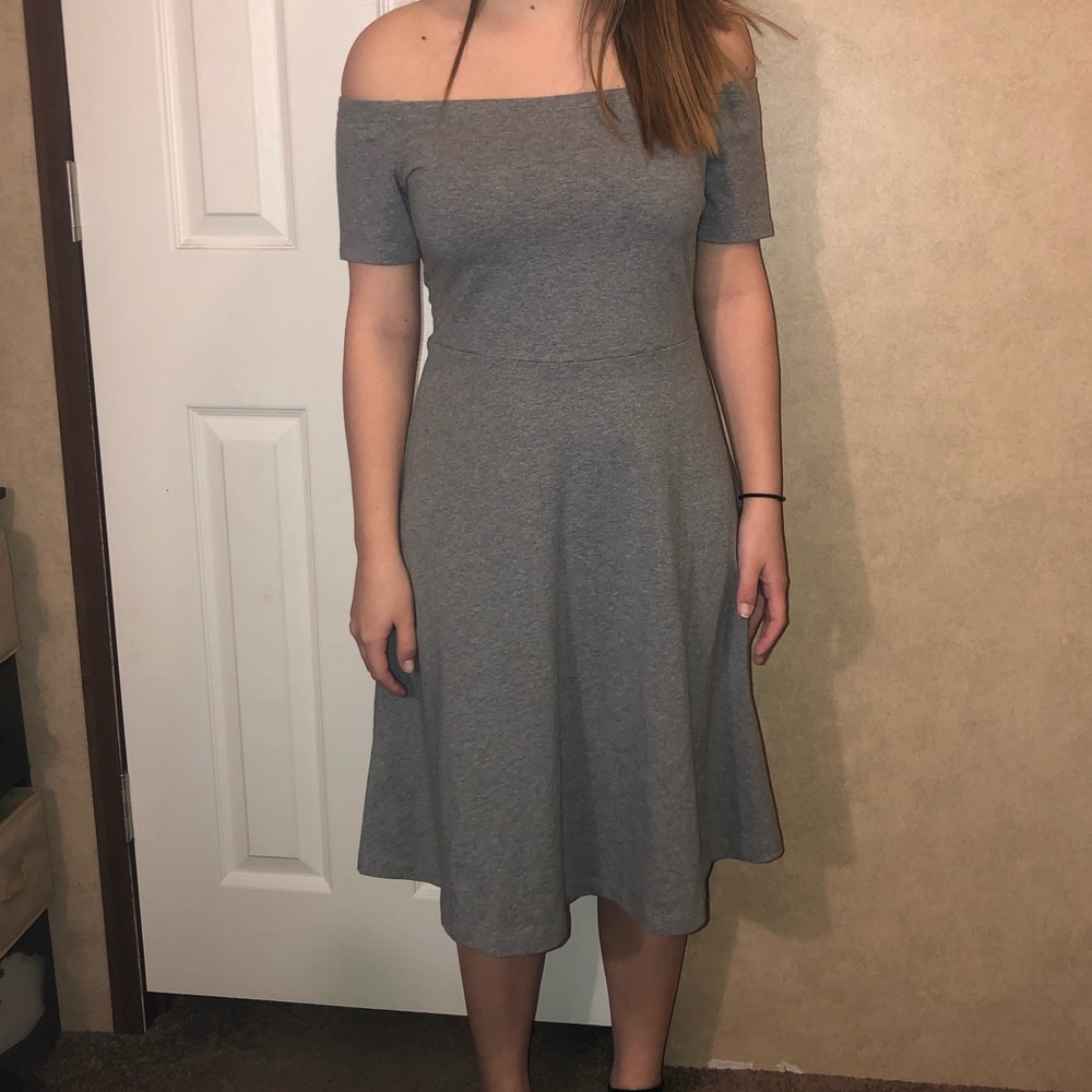 old navy gray off the shoulder dress